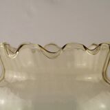 Set of 2 Vintage French Amber Ribbed Effect Glass Shades with Frilled Edge 5595