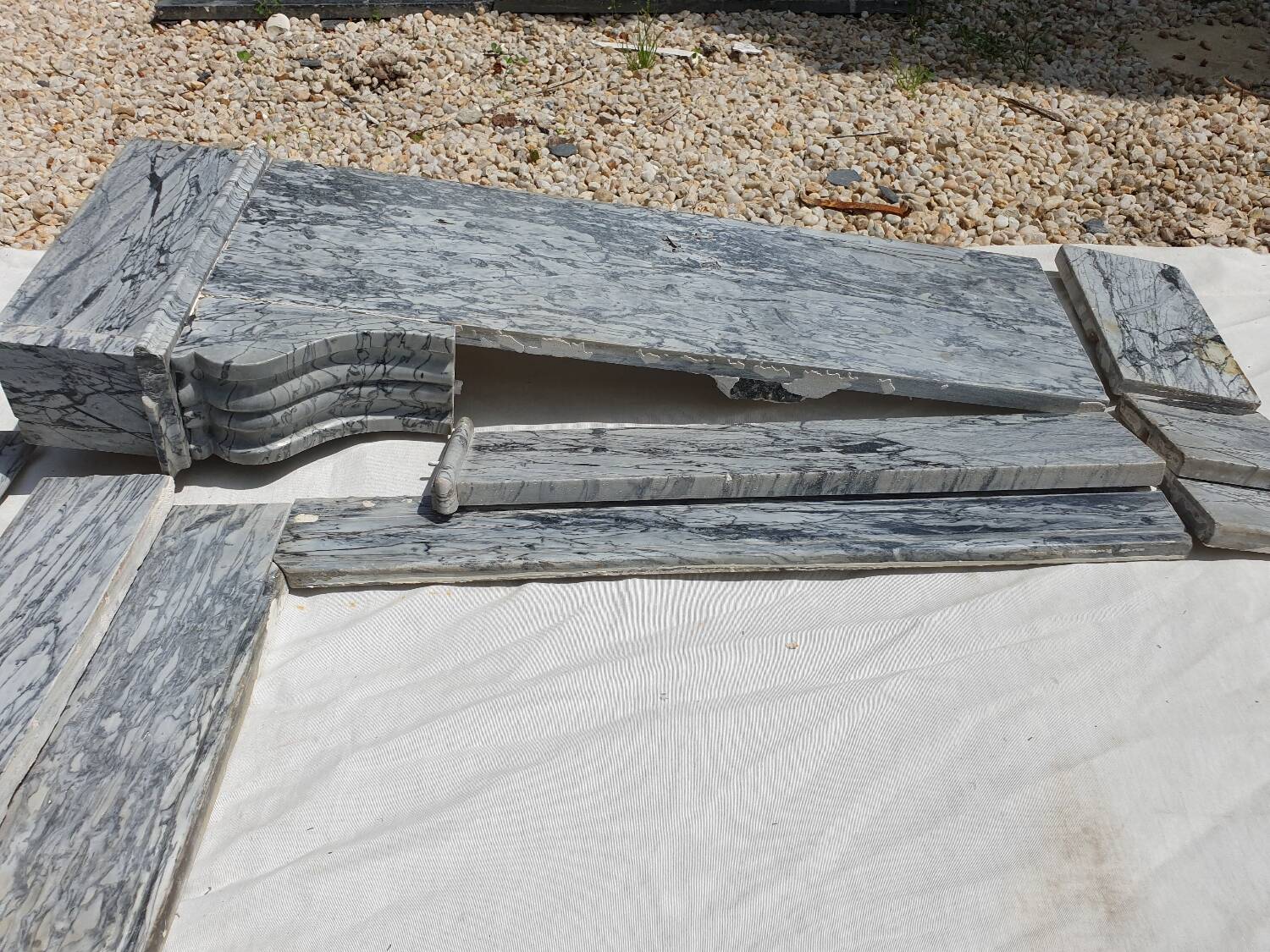 Napoleon III modillion fireplace in gray marble late 19th century