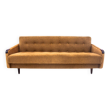 Midcentury modern yellow fabric bouclé sofa, Denmark, 1960s.
