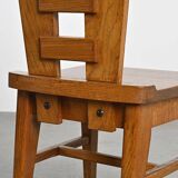 Ensemble de six chaises en chêne par Henry Jacques Le Même, France vers 1940