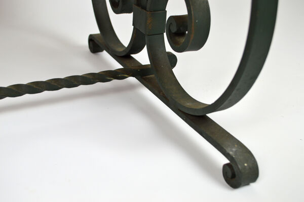 Table basse en marbre et fer forgé circa 1940