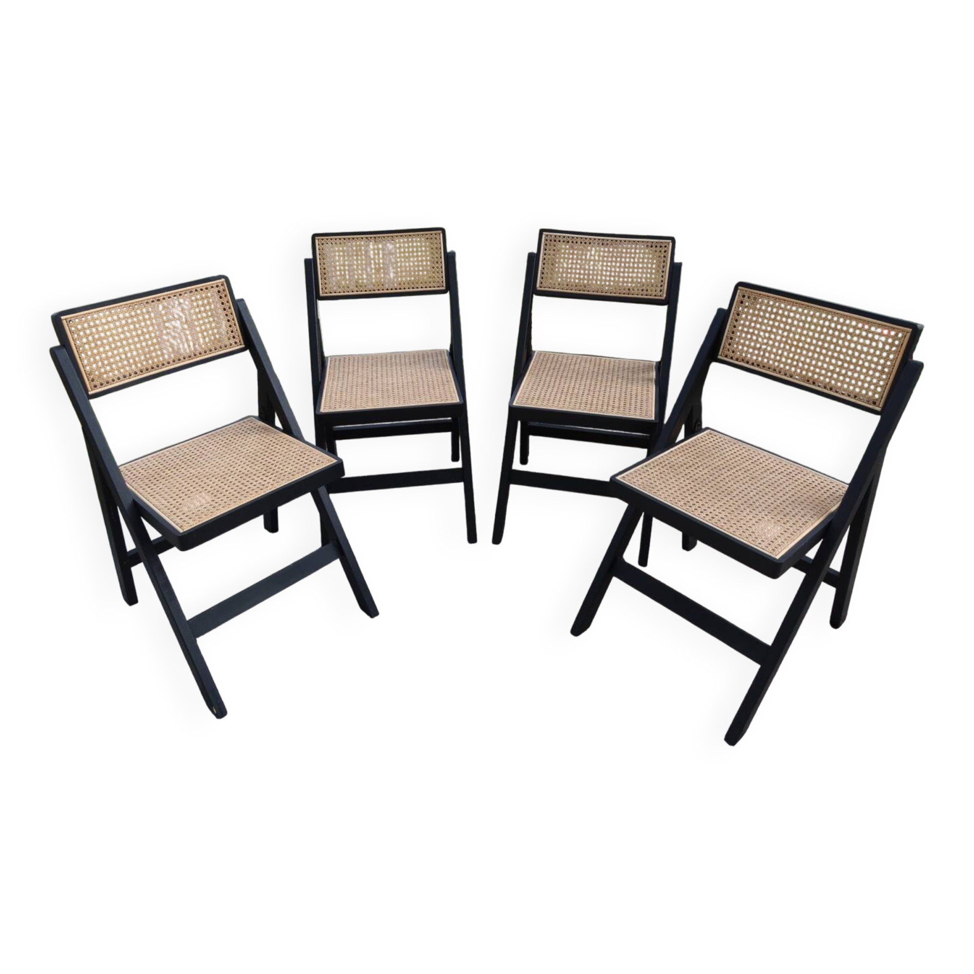 4 chaises pliantes en rotin et bois noir par H&M