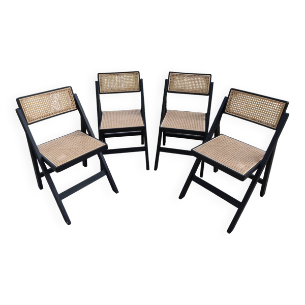 4 chaises pliantes en rotin et bois noir par H&M — Beyit