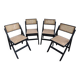 4 folding chairs in rattan and black wood by H&M