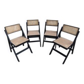 4 folding chairs in rattan and black wood by H&M