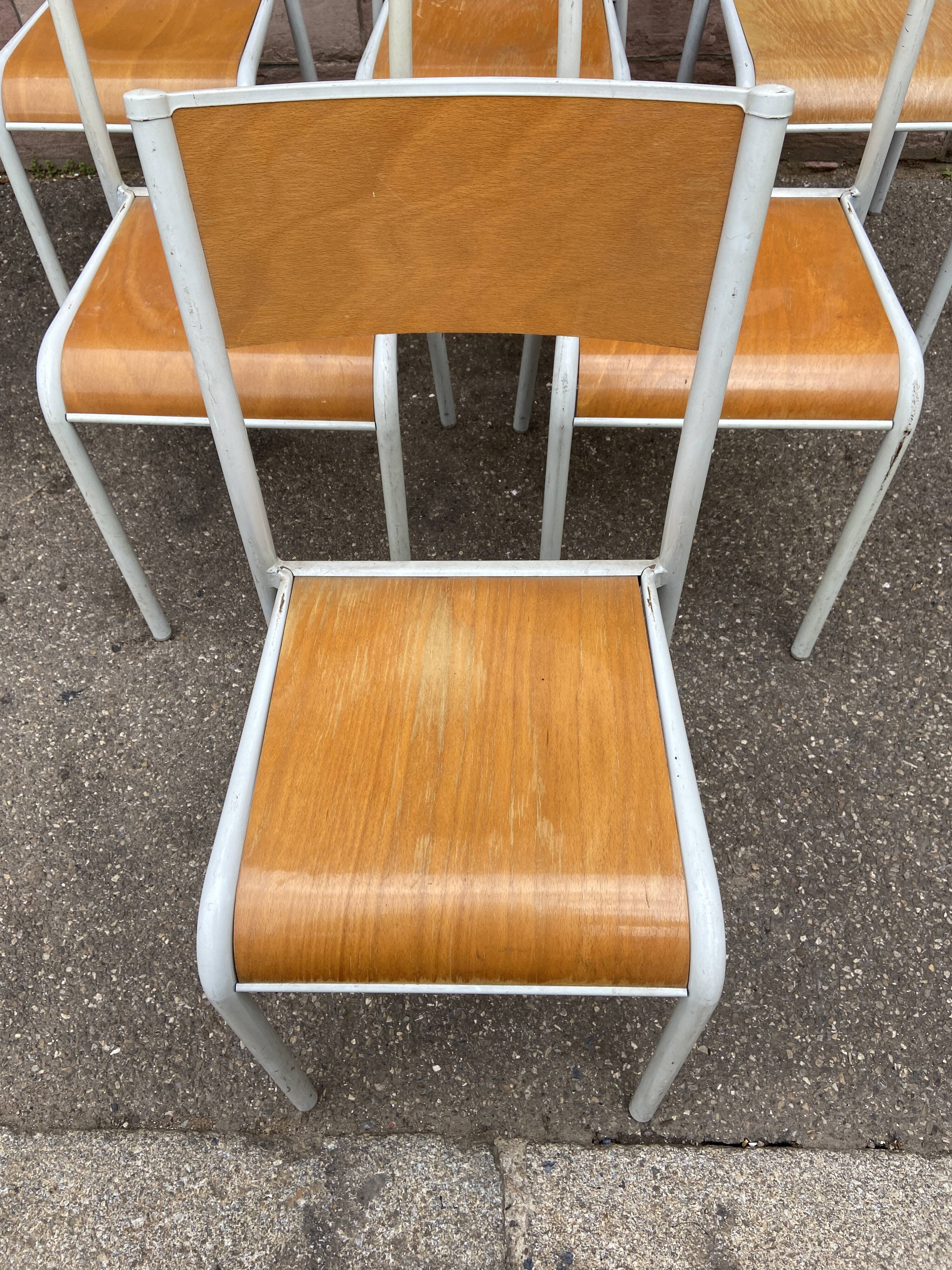 6 school chairs 70s industrial vintage school communities Mullca gaston cavaillon