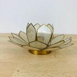 Candle holder flower lotus mother-of-pearl and brass