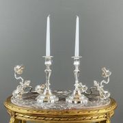Pair of silver-plated candelabra, Louis XV style, 20th century