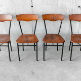 Set of 4 wood and metal vintage chairs