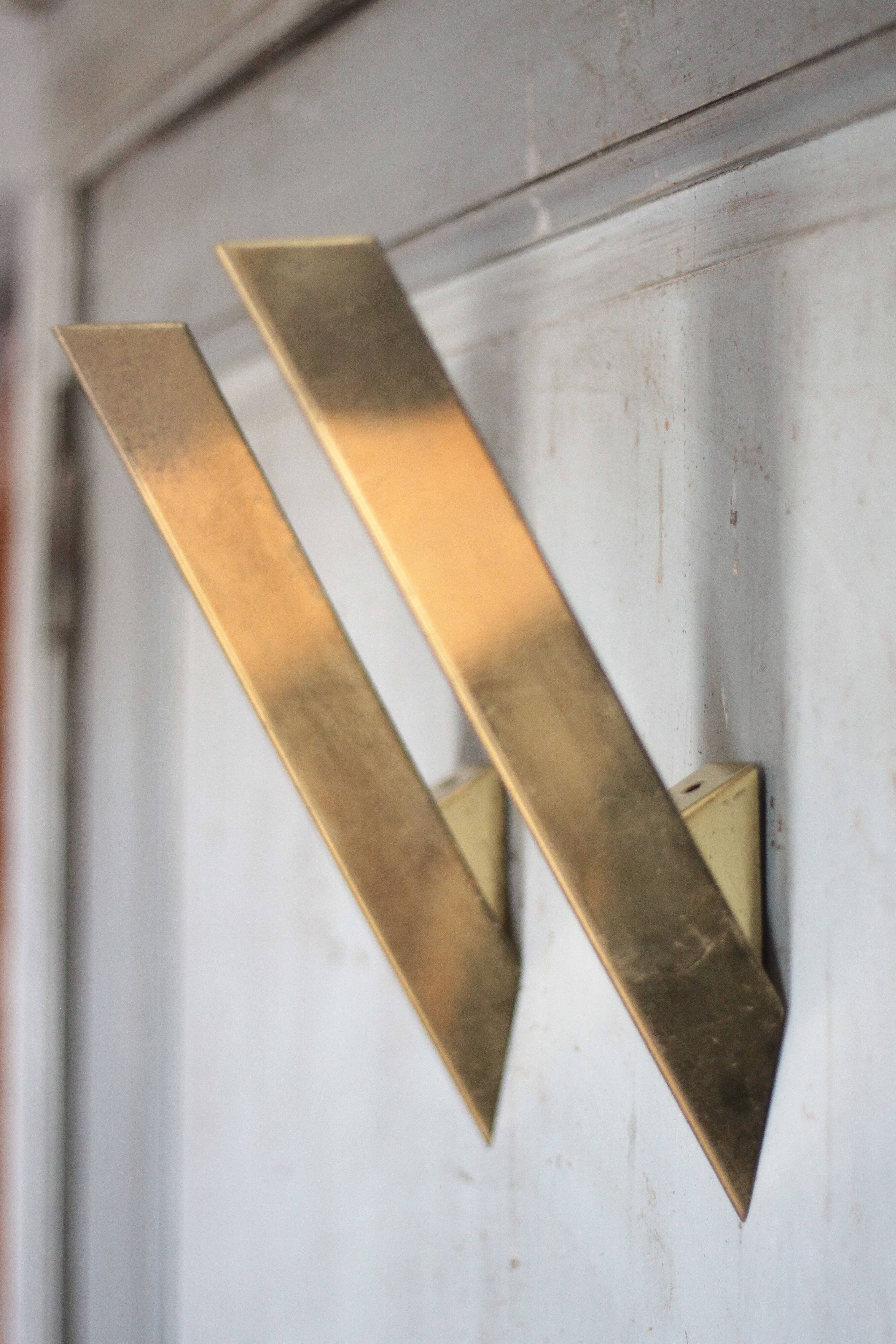 Vintage J.T. Kalmar wall sconces, brass wall lights, modernist.