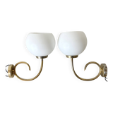 Pair of opaline wall lights from the 1960s