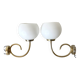 Paire d'appliques en opaline années 60