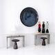 Contemporary Pair of Demilune Consoles Made Of White Quartz & Steel