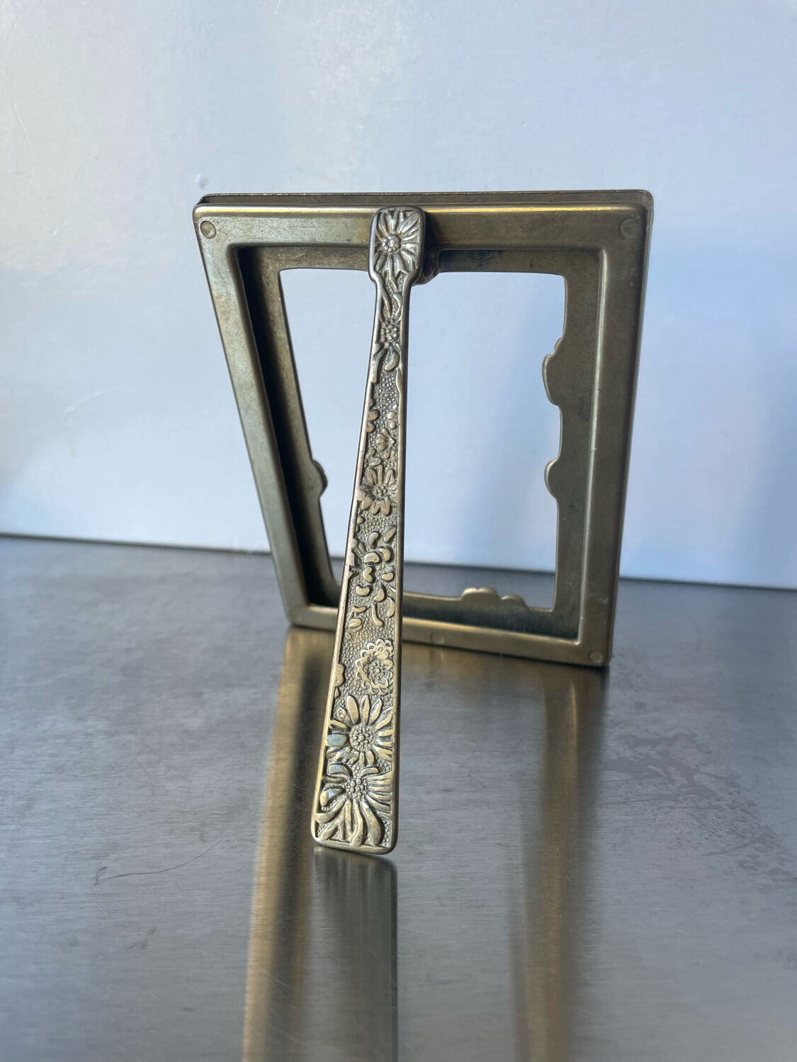 Antique Japanese Bronze Metal frame  13.5 cm x 10.5cm