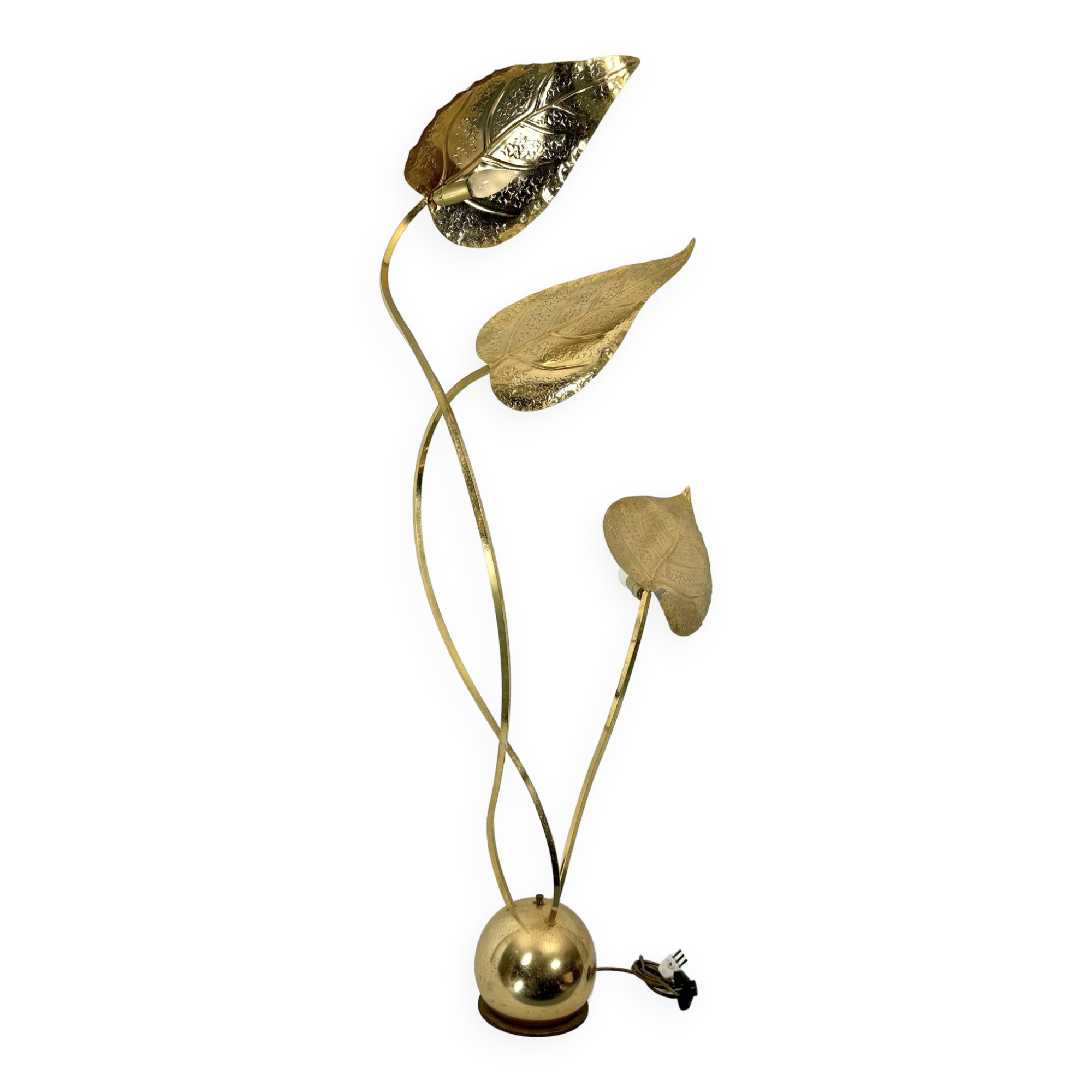 Italian Brass 3-Arm Floor Lamp Tommaso Barbi style , 1970s