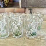 12 verres à liqueur muguet vintage