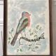 Watercolor bird Pinson signed vintage