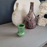 Small vintage green patterned vase