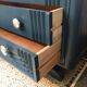 Wooden art deco dreser painted blue