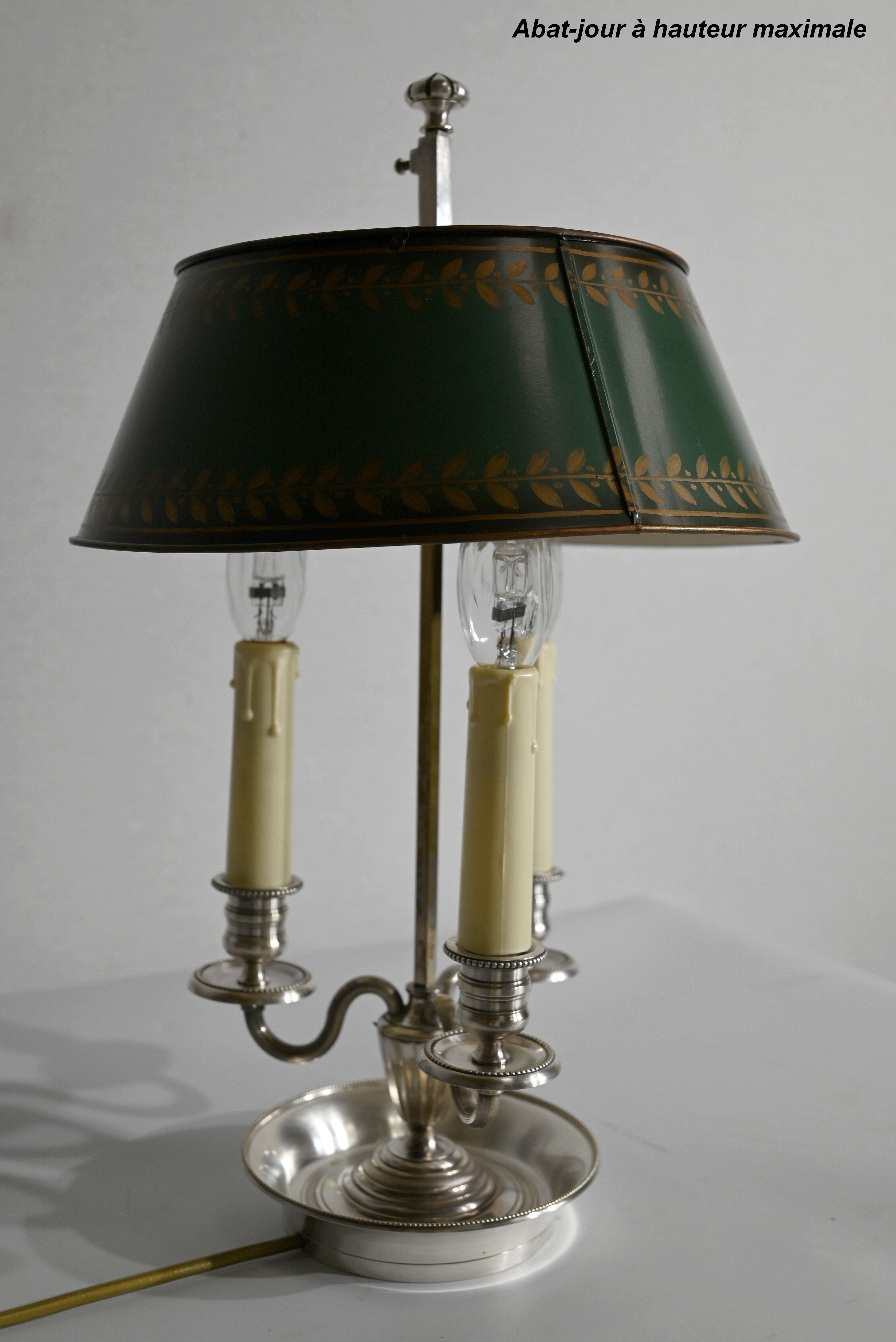 White metal bouillotte lamp, empire style – early twentieth century