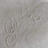 Damask cotton tea towels monogram LP.