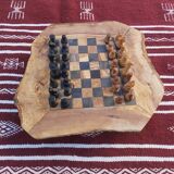 Jeux d'échecs rustique en bois d'olivier naturel