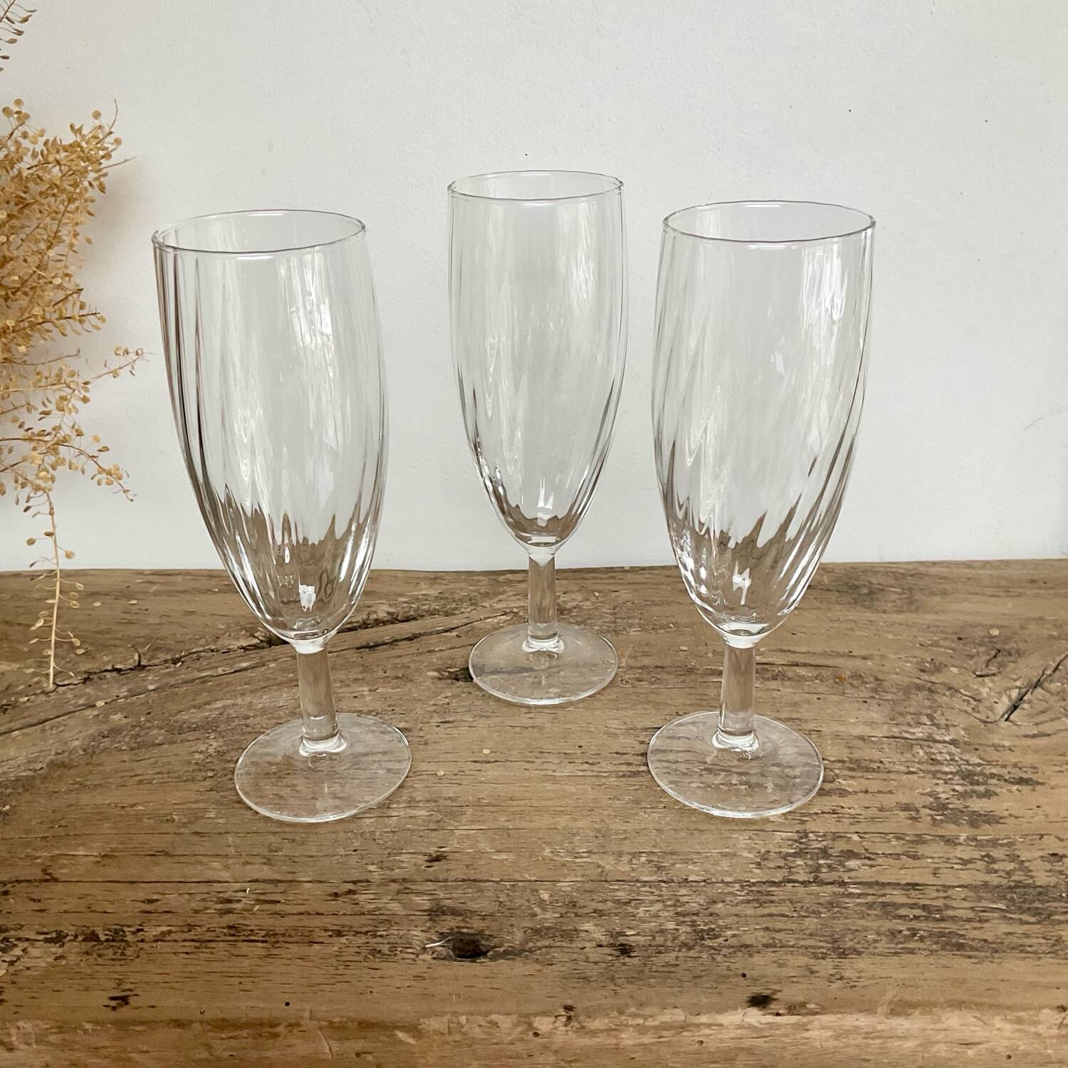 6 Vintage Twisted Flutes France