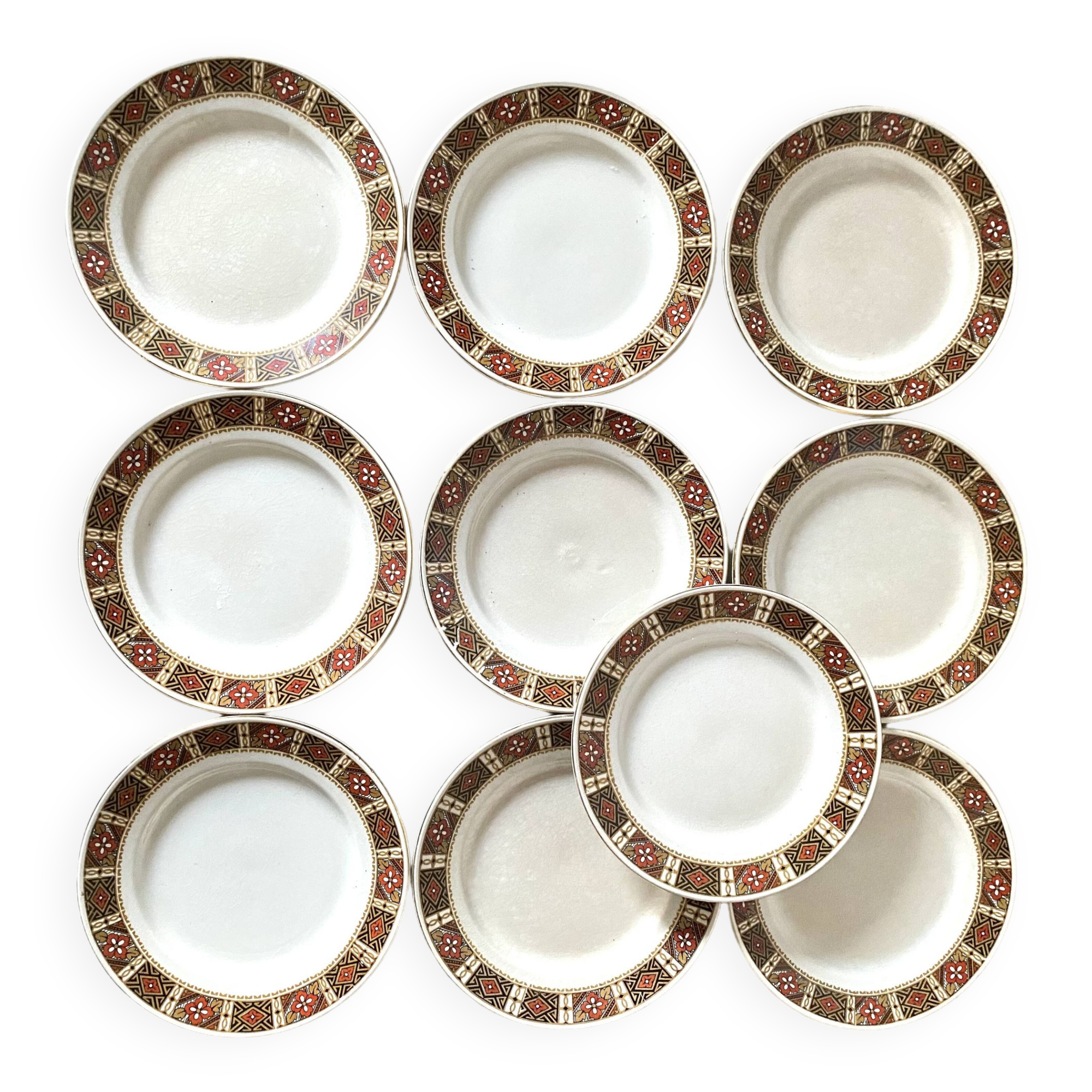 Luneville dessert plates with ethnic decor