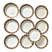 Assiettes à dessert Luneville décor ethnique