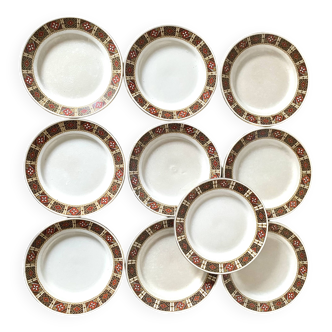 Luneville dessert plates with ethnic decor
