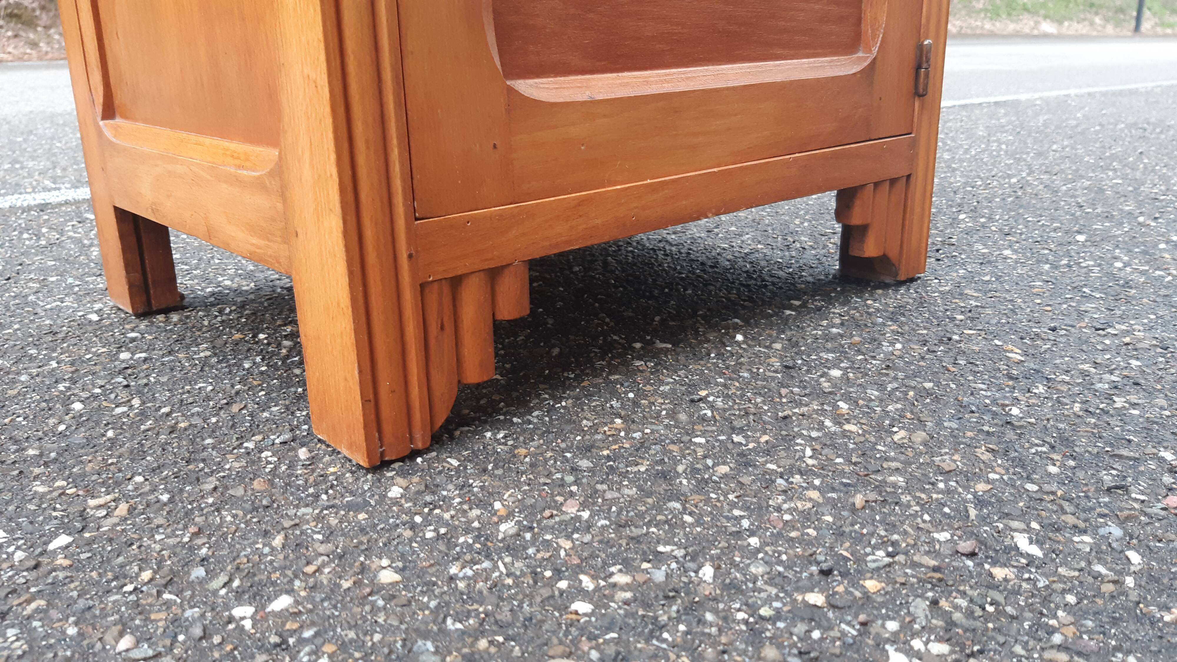 Golden oak 1950s bedside