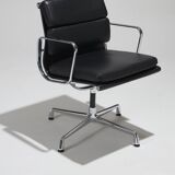 CHARLES EAMES "SOFT PAD EA 208" LEATHER ARMCHAIR, 1960s
