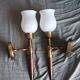 Pair of vintage Lunel house wood and brass wall lights
