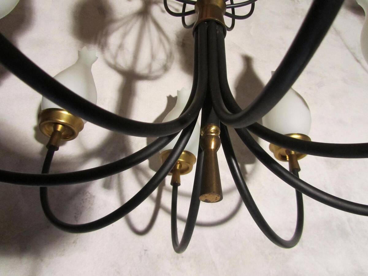 Set of 2 Italian design chandeliers in style of Stilnovo/ Arredoluce, 1950s