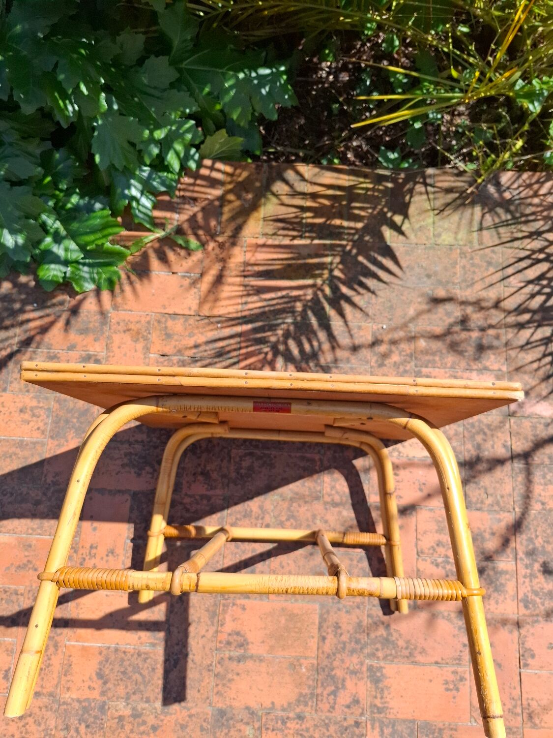 1960 signed rattan coffee table