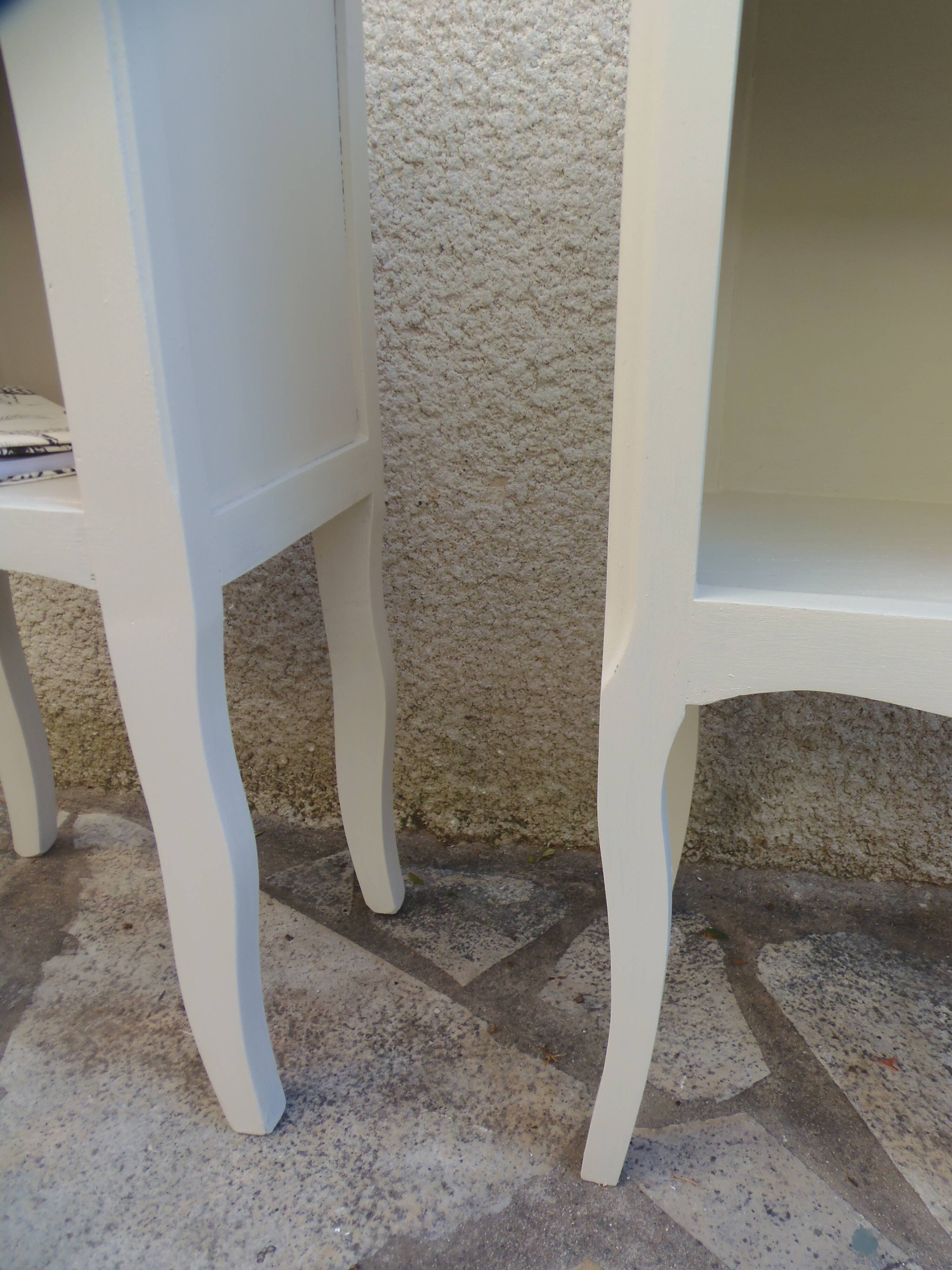 Pair of bedside tables, Elle and Lui, re-enchanted end tables in beige.