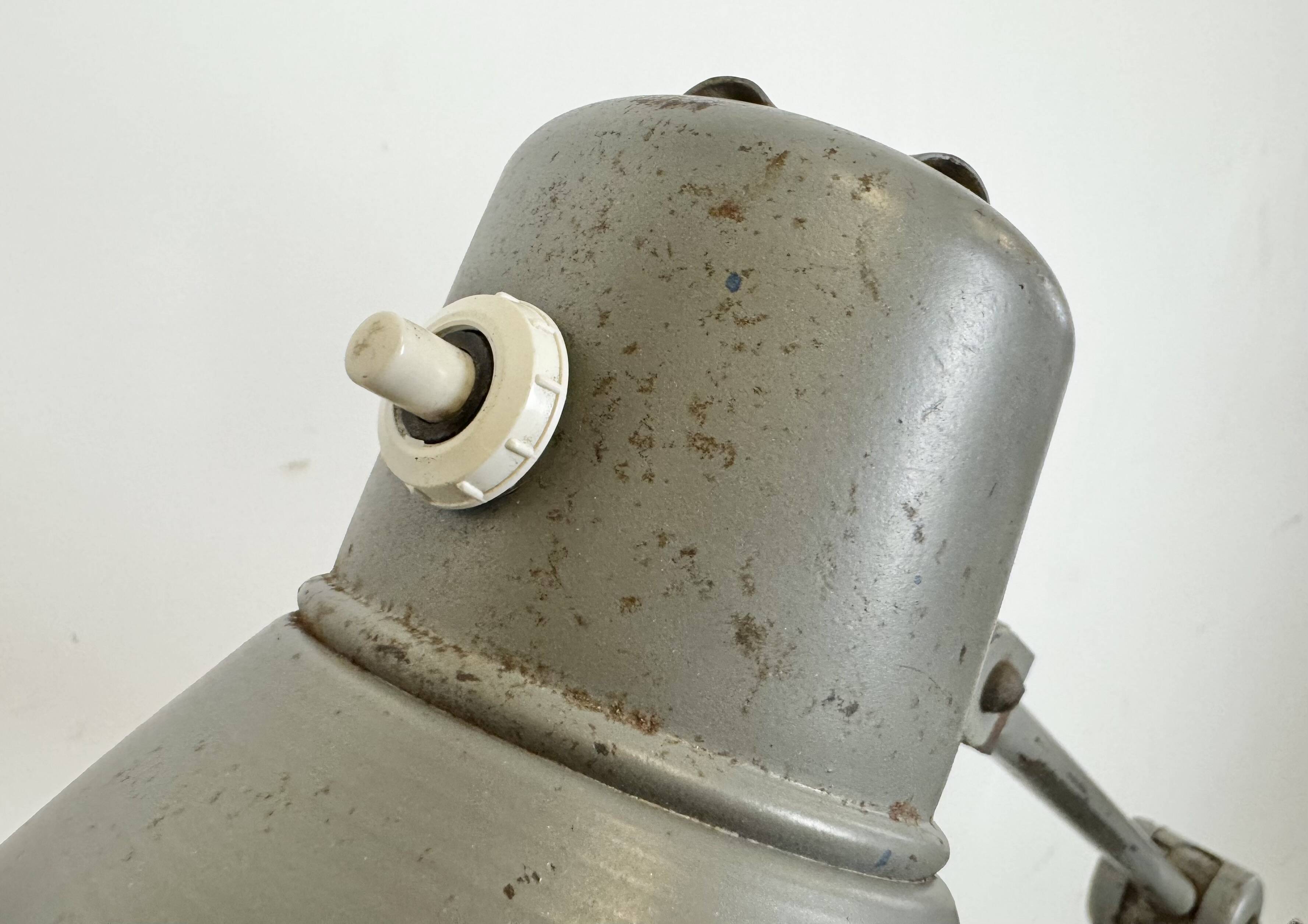 Large Grey Industrial Workshop Table Lamp, 1960s