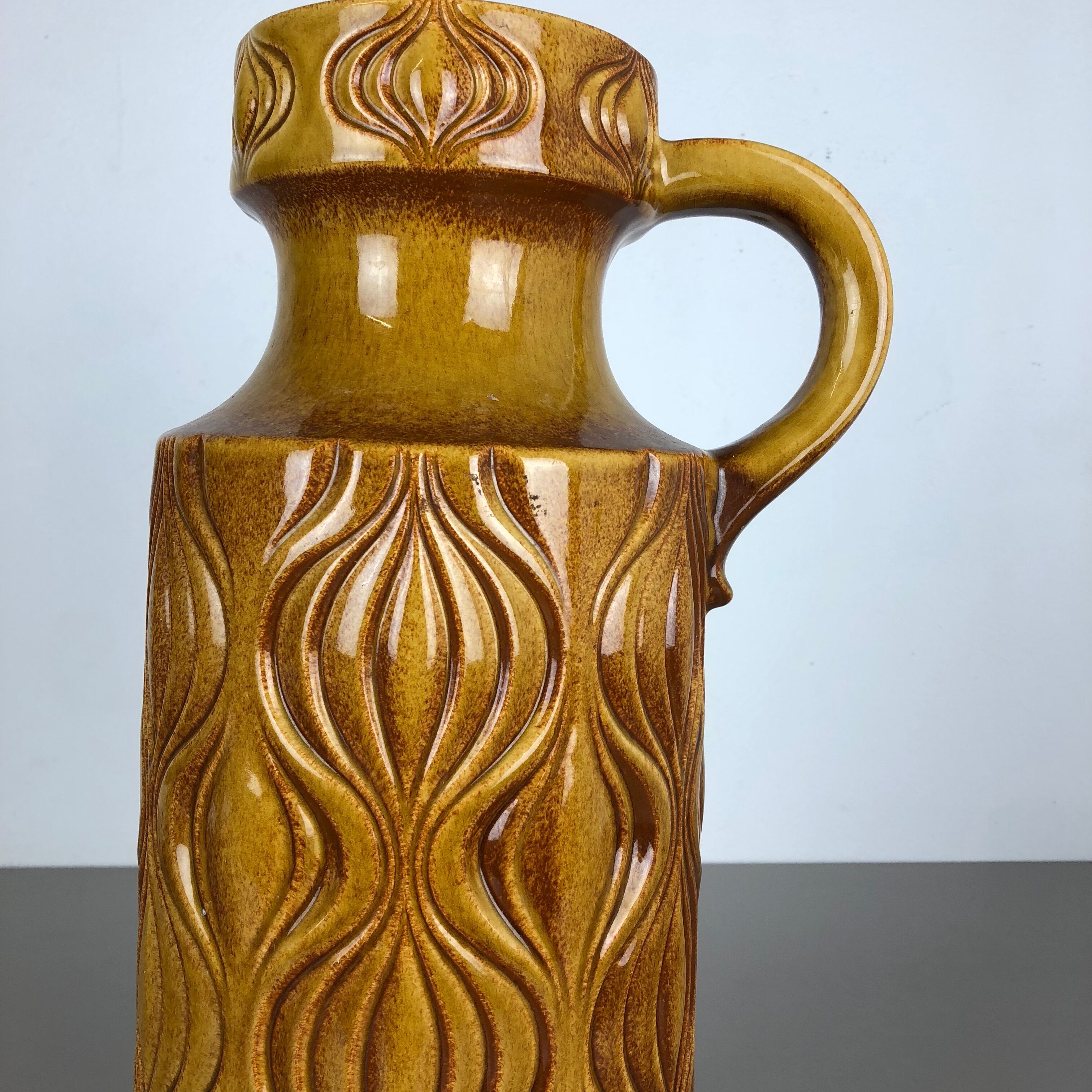 Large Pottery Super Fat Lava Multi-Color 485-45 "Onion" Vase by Scheurich, 1970s