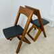 2 old folding chairs in wood and leather, postmodern design from the 80s vintage