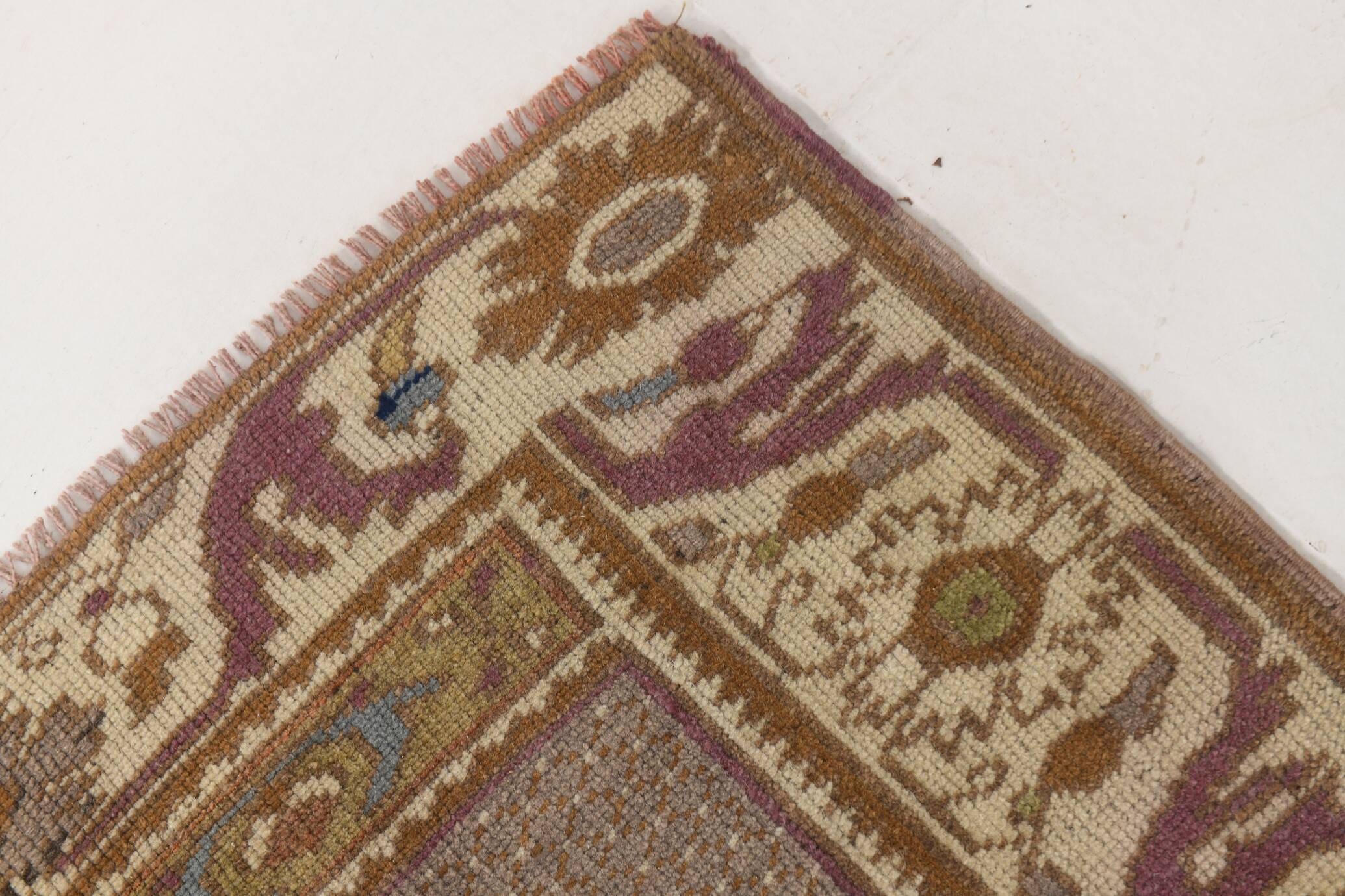 Vintage Burgundy Cream Runner Rug, 78x332Cm