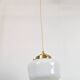Antique opaline and brass pendant light – vintage globe 15 cm