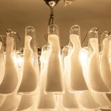 Murano glass chandelier in white and translucent glass