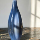 Vintage pear-shaped vase in smoked glass, lined with opaline, Murano bubble glass.