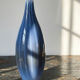 Grand vase poire vintage verre fumé doublé d'opaline bulle de savon Murano