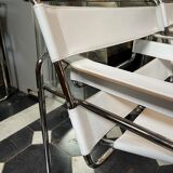 Pair of leather and steel armchairs by marcel breuer for gavina, " wassily b3 "