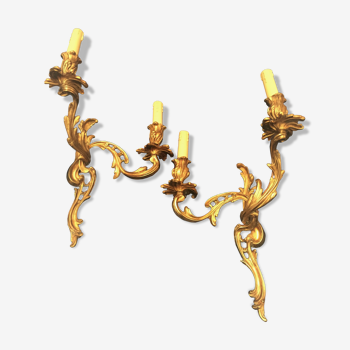 Pair of gold bronze sconces