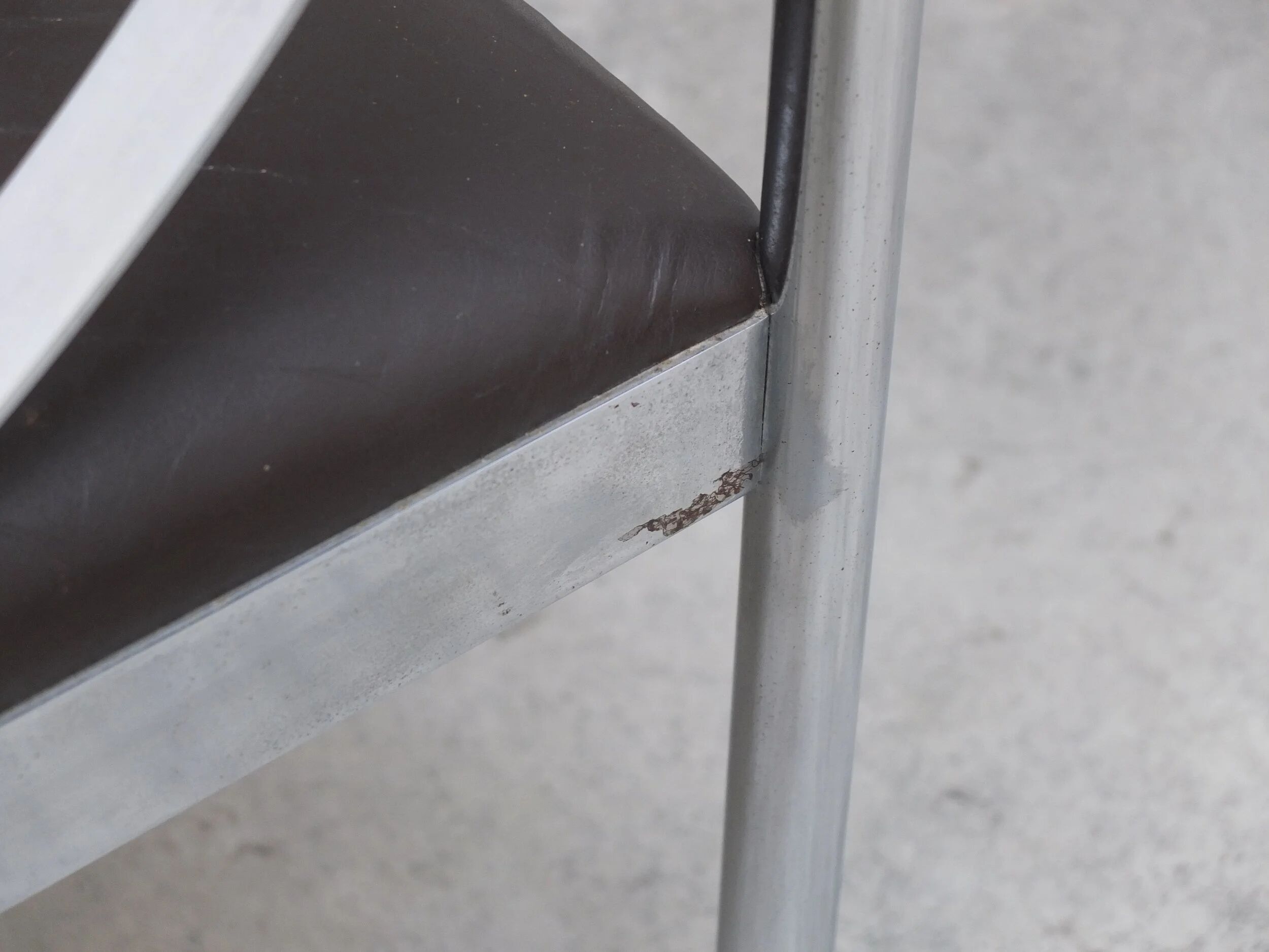 Set of 4 Italian chrome & leather dining chairs, 1970s