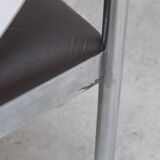 Set of 4 Italian chrome & leather dining chairs, 1970s