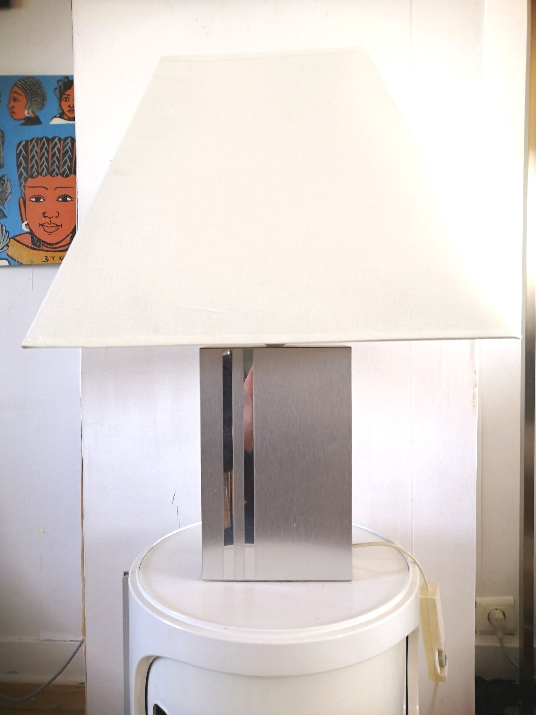 Lamp aluminimum effect mirror design 70s
