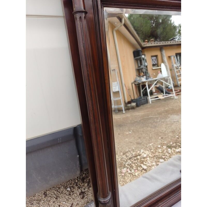 19th-century oak mirror, bevelled